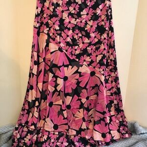 kate spade- Collection Wallflower Satin Midi Skirt - Pink/ Black - Size 4